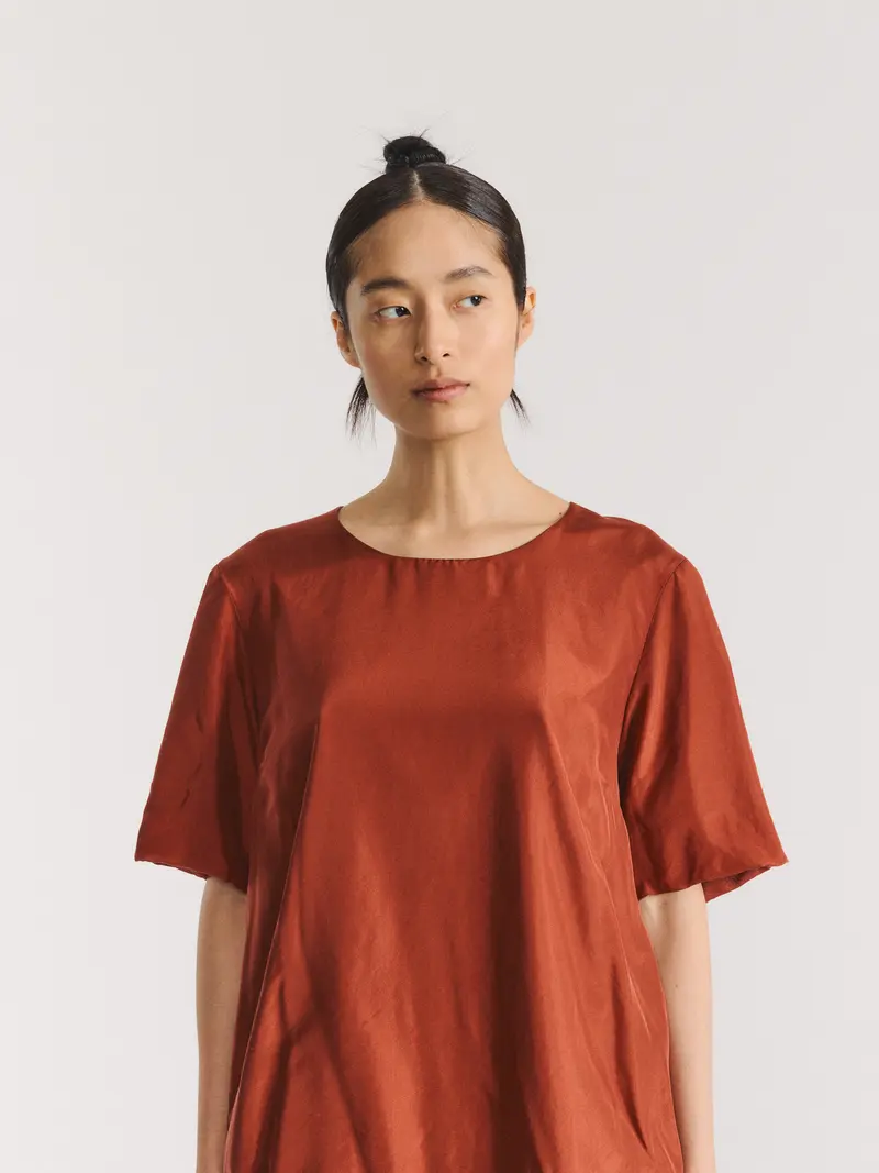2 LAYERS TOP - L-SILK - TERRACOTTA