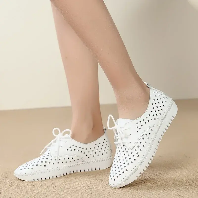 2021 été baskets femmes plate-forme chaussures femme en cuir véritable marche sandales plates pour femmes respirant confort chaussures de vacances