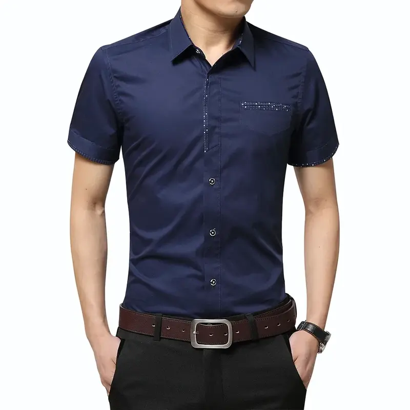 2025 été nouvelle chemise pour hommes marque de luxe hommes coton manches courtes robe chemise col rabattu Cardigan chemise hommes vêtements