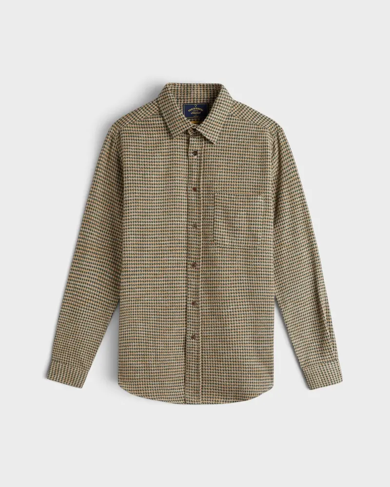 Abstract Pied Poule Flannel Shirt Green