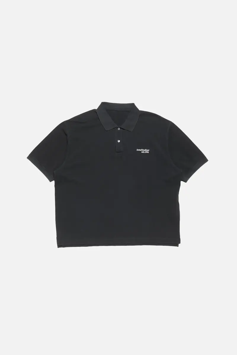 Acne Studios Washed Logo Polo Shirt - Black TSHI000689
