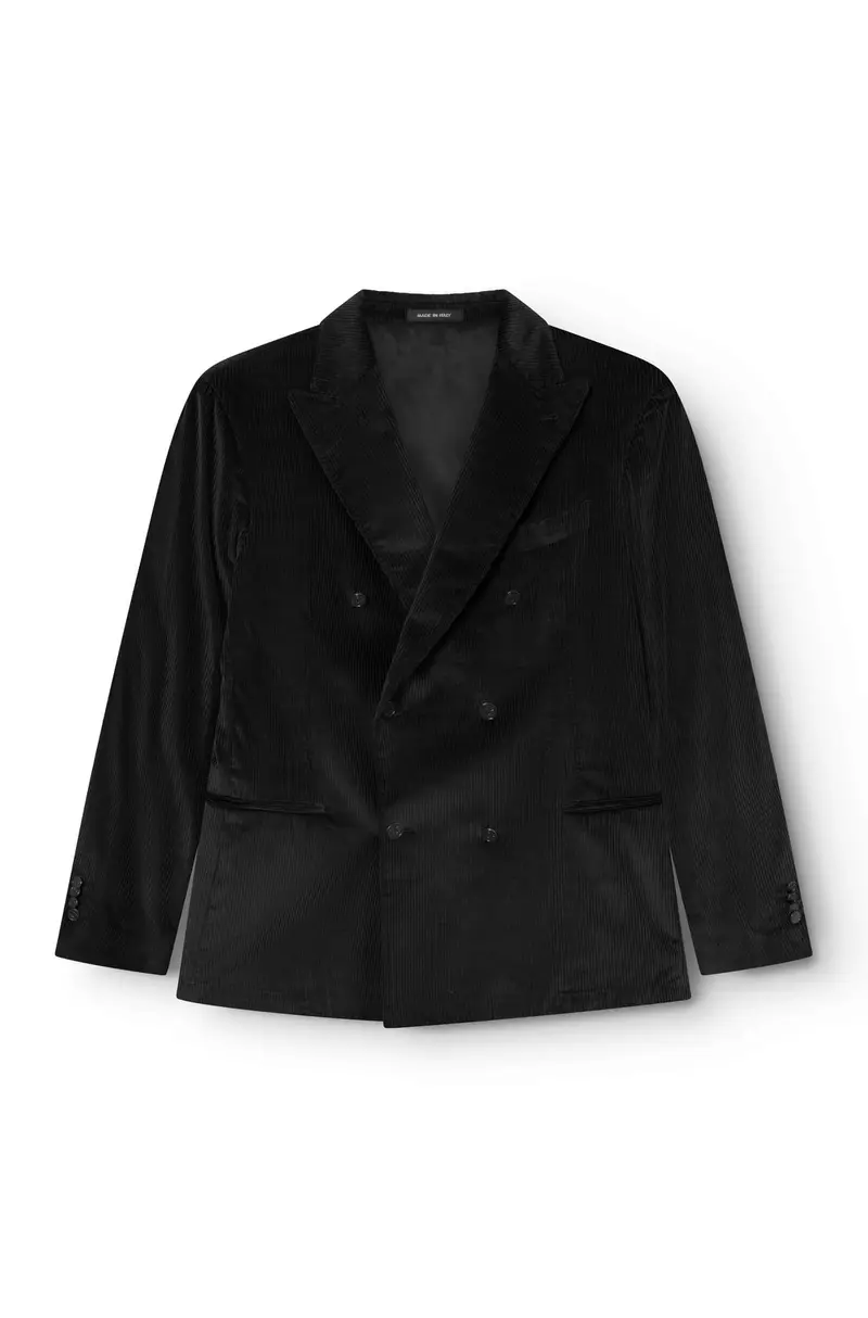 AD 152 - Veste croisée en velours côtelé cachemire noir