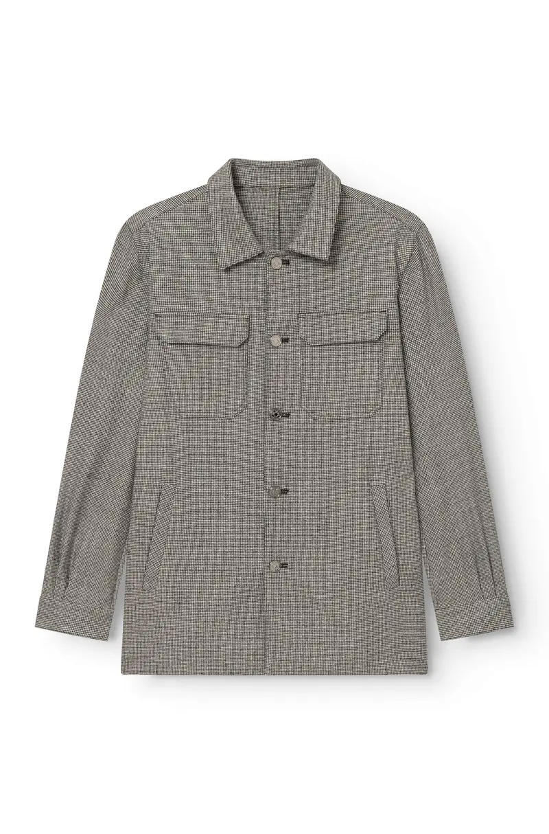 AD 153 - Veste en Laine Mérinos Pied de Poule Blanc