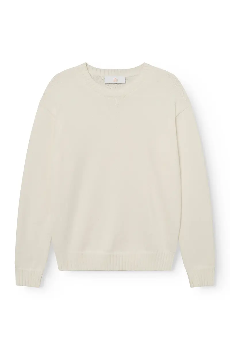 AD 199 - Pull à Col Rond en laine Blanc Cassé
