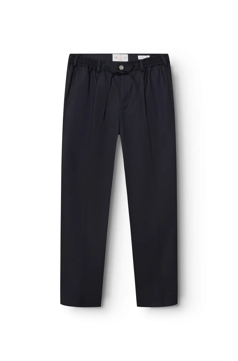 AD 37 - Pantalon en Drap de Laine Bleu Nuit