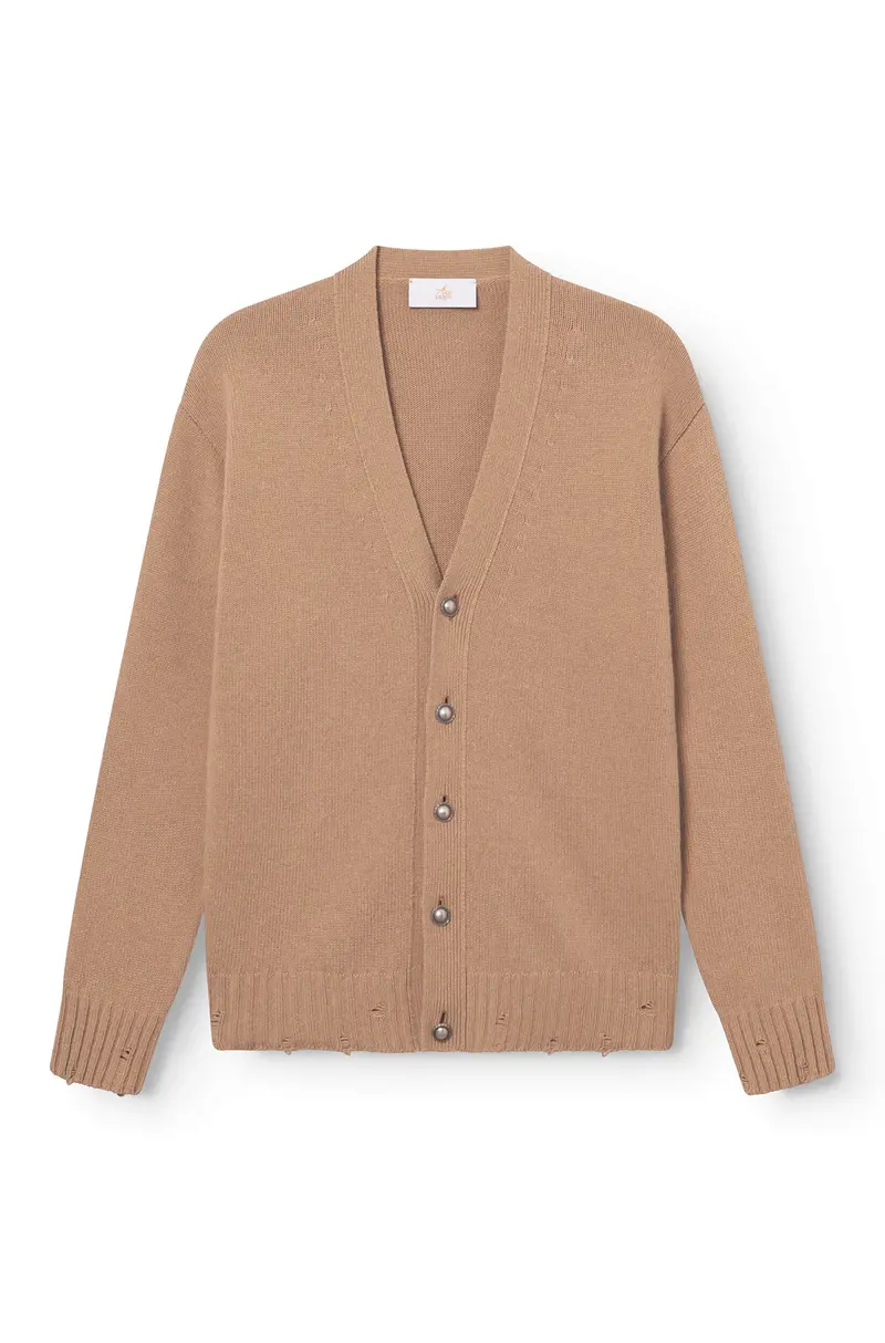 AD 96 - Cardigan en Laine Mérinos et Cachemire Camel