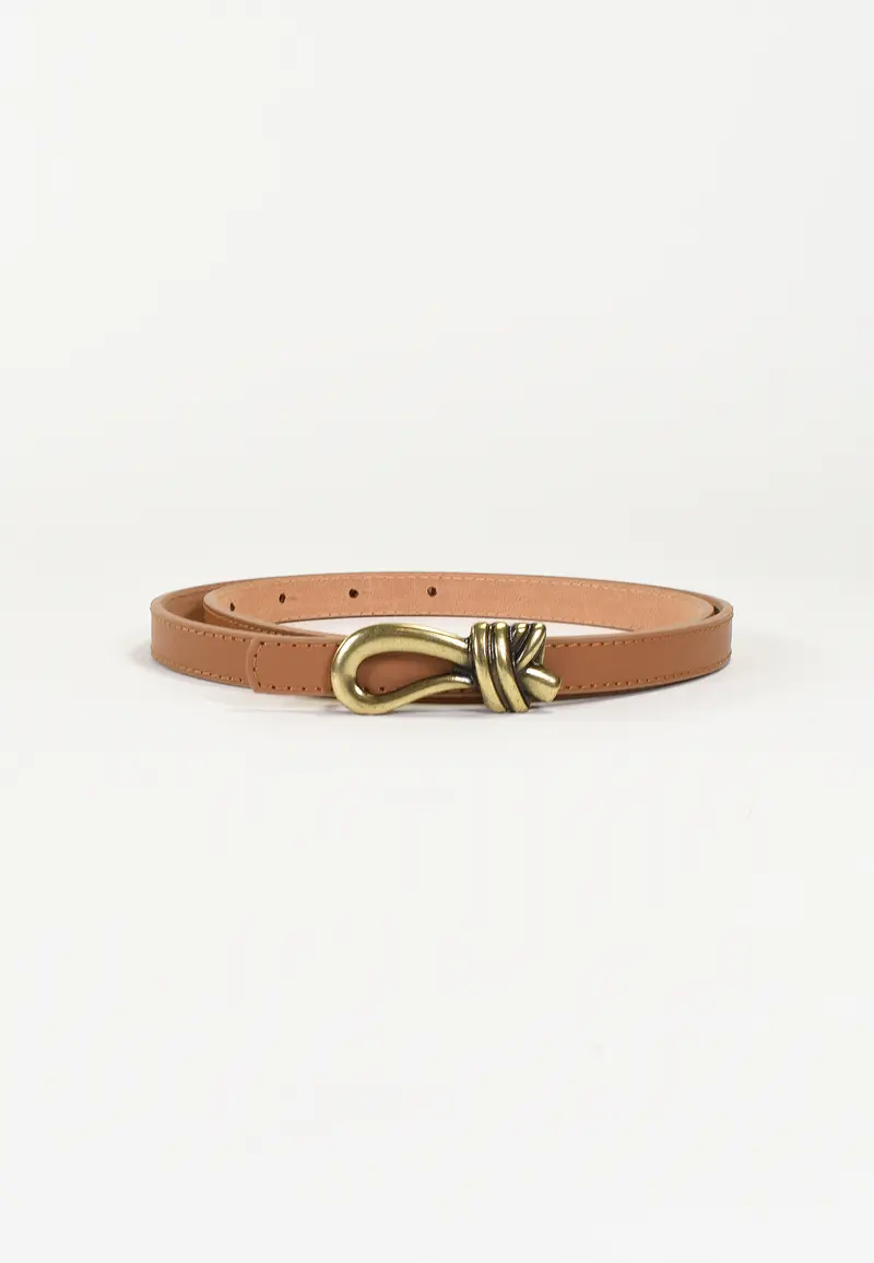 ADÉLIS - Ceinture Camel Fine En Cuir Femme