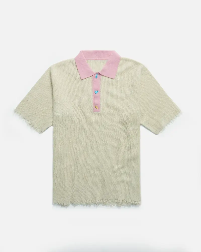 Adrian cashmere pink waffle polo