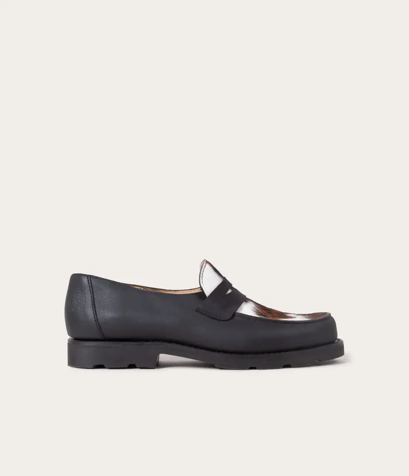 Alix Mocassin Souple Noir & Vache Normande
