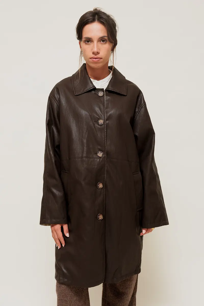 ALYRA - Manteau Réversible en Simili et Coton