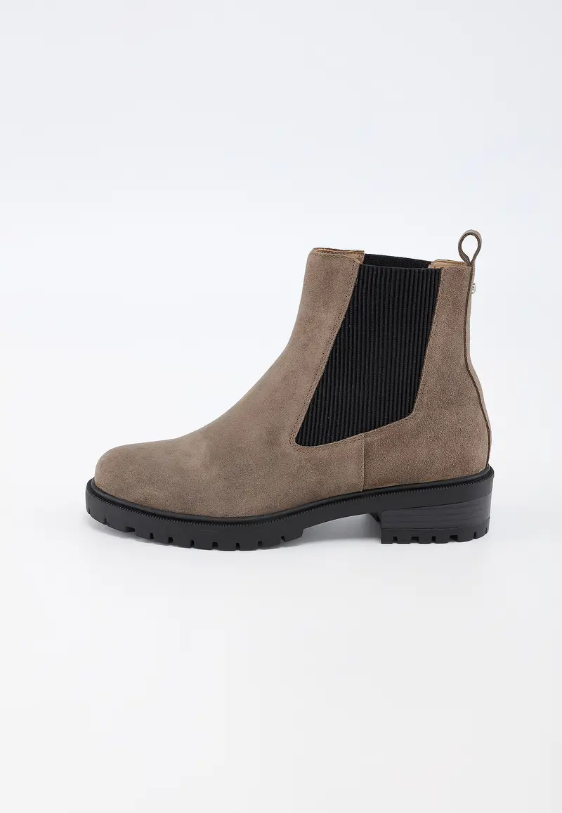 AMALINE - Bottines en Croûte de Cuir Taupe