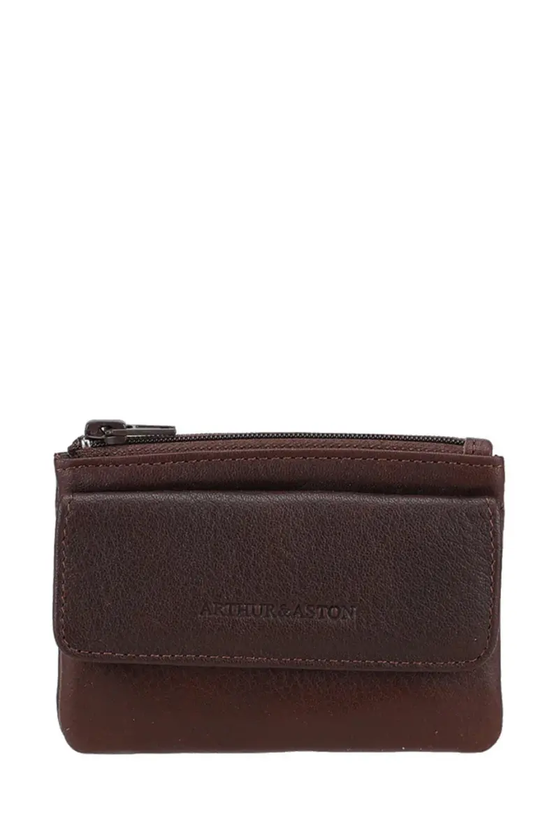 Ange – Porte-monnaie compact zippé en cuir pleine fleur semi-aniline – Arthur & Aston