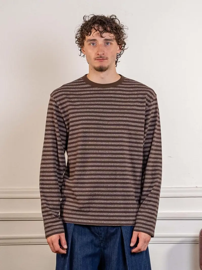 ANOTHER T-SHIRT 3.0 JPN, BROWN/ECRU STRIPE