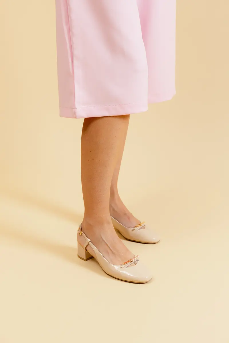 ANTHEA - Escarpins en Cuir Verni Beige