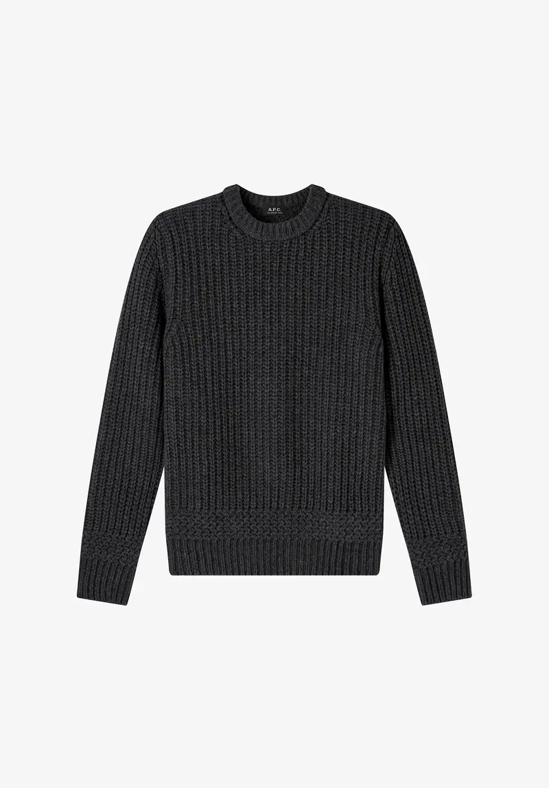 Anthrazitgrauer Pullover aus recycelter Wolle