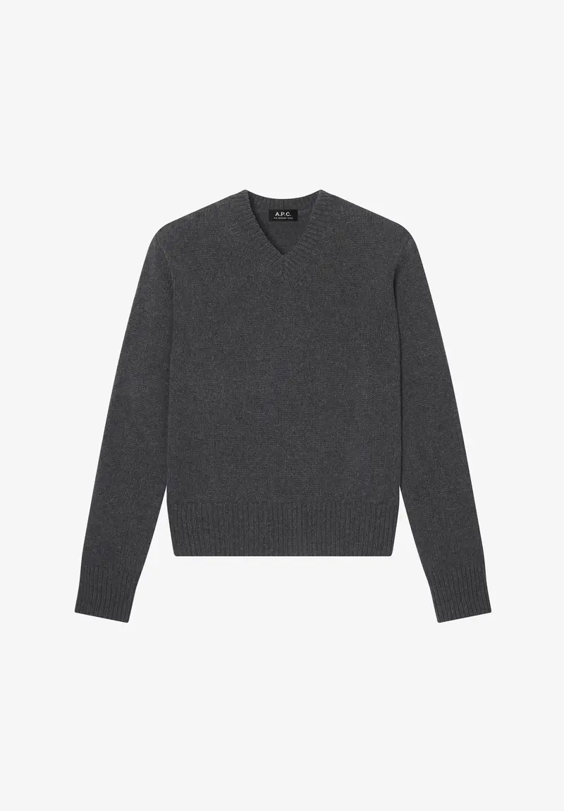 Anthrazitgrauer Pullover aus recycelter Wolle