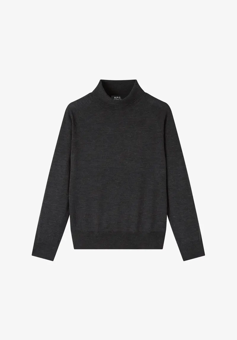 Anthrazitgrauer Woll-Rollkragenpullover