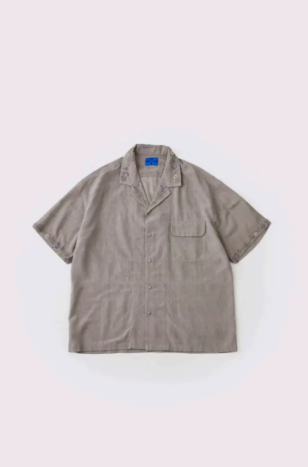 Aodress `bok beaded ` open collar half sleeve shirt Style 5