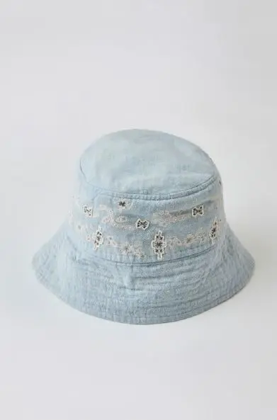 Aodress Jamdai Cuts hat Style 29 handloom linen skywall indigo
