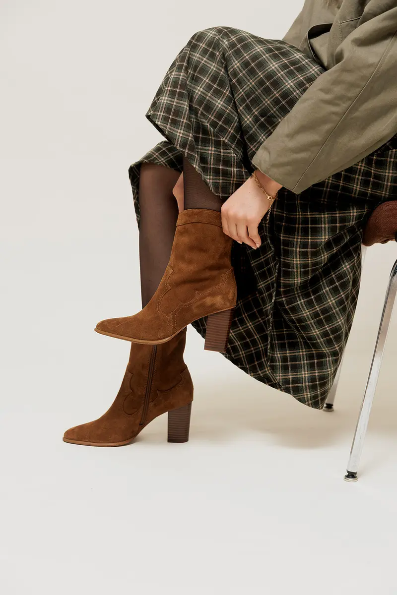 ARIZONIA - Bottines en Croûte de Cuir Camel