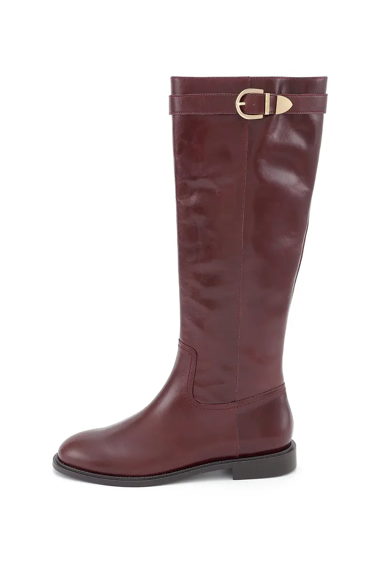 ASCOT - Bottes Cavalières en Cuir Lisse Marron
