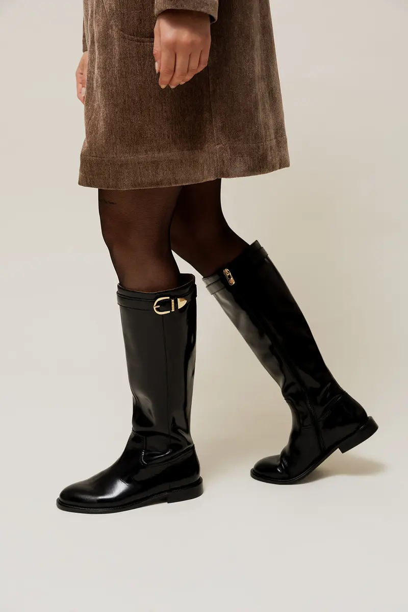 ASCOT - Bottes Cavalières en Cuir Lisse Noir