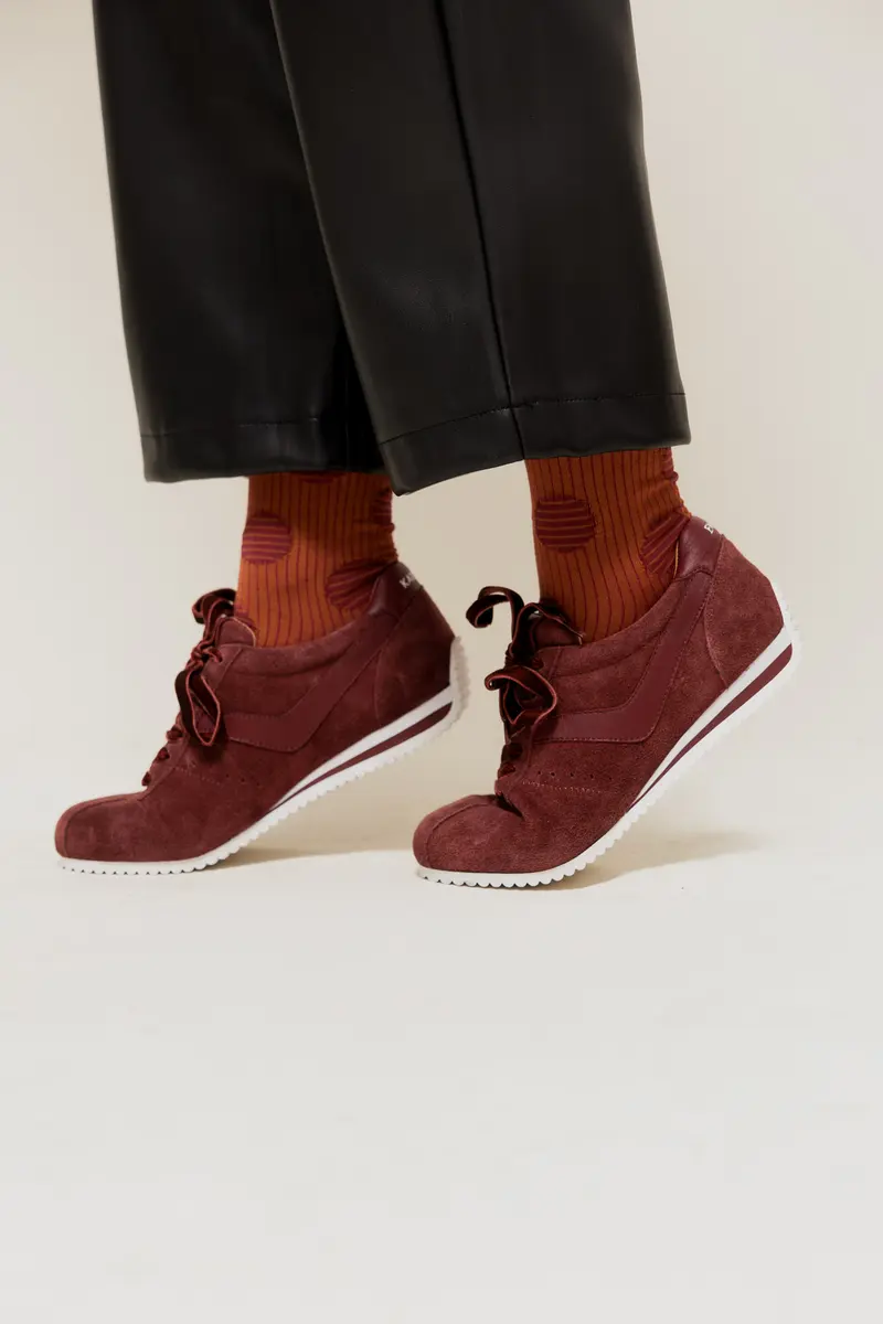 AUBURN - Chaussettes Côtelées à Pois Terracotta
