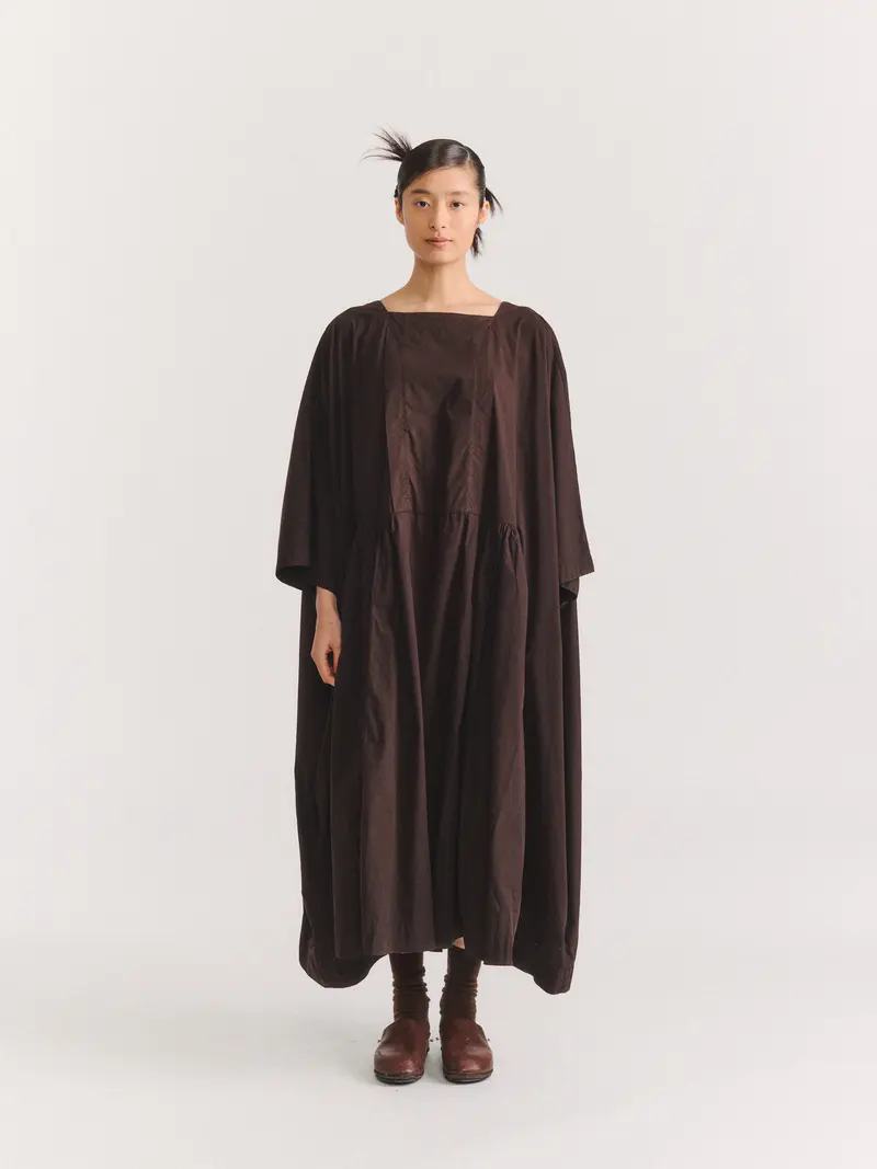 AURELIA DRESS - L COT - DARK BROWN