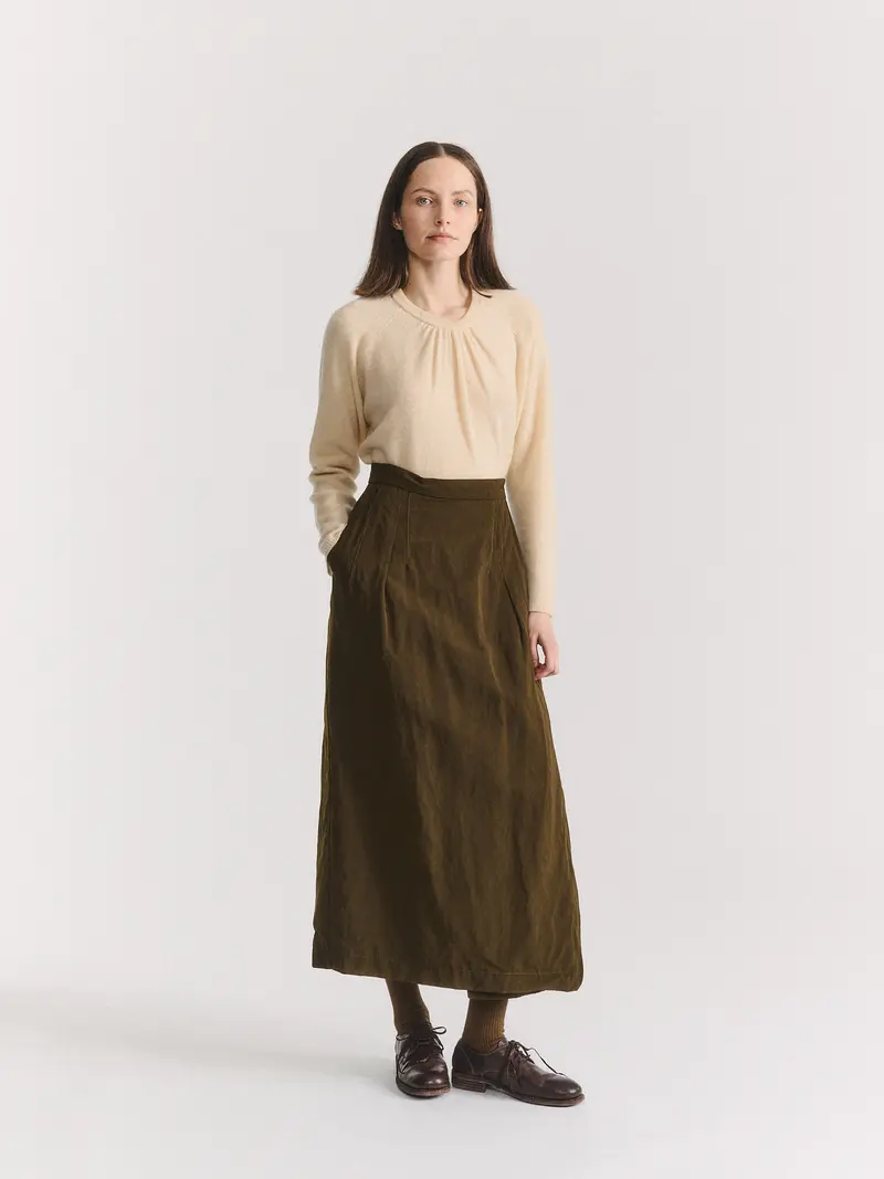 AURELIE SKIRT - DRY WOOL - KHAKI