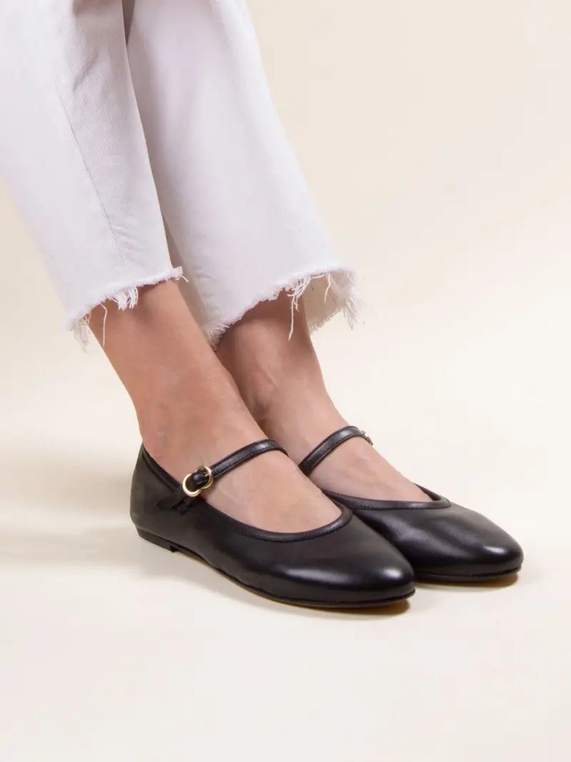 Babies plates cuir noir
