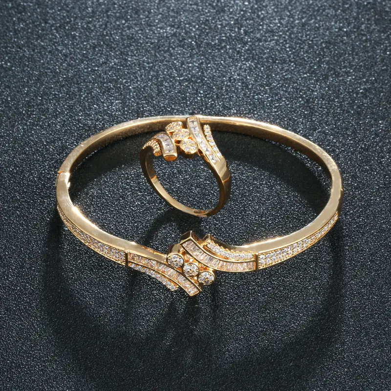 Bague & Bracelet Femme Style Japonais Coréen Rétro – Zircon Rond Micro-incrusté