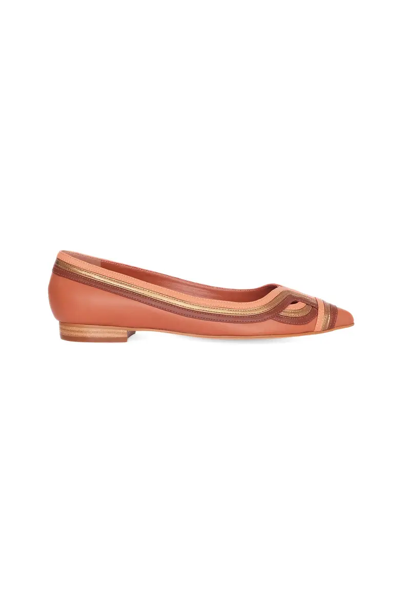 Ballerines Cuir Superposé — Détail Lanières | Mangará