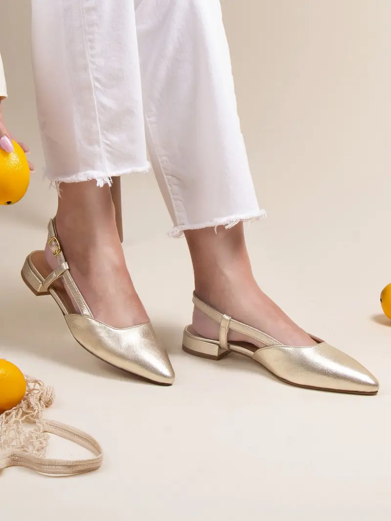 Ballerines slingback cuir doré