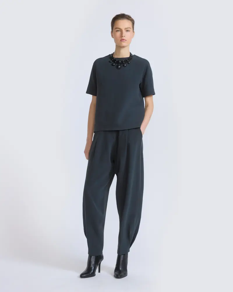 Balloon silk crepe pants