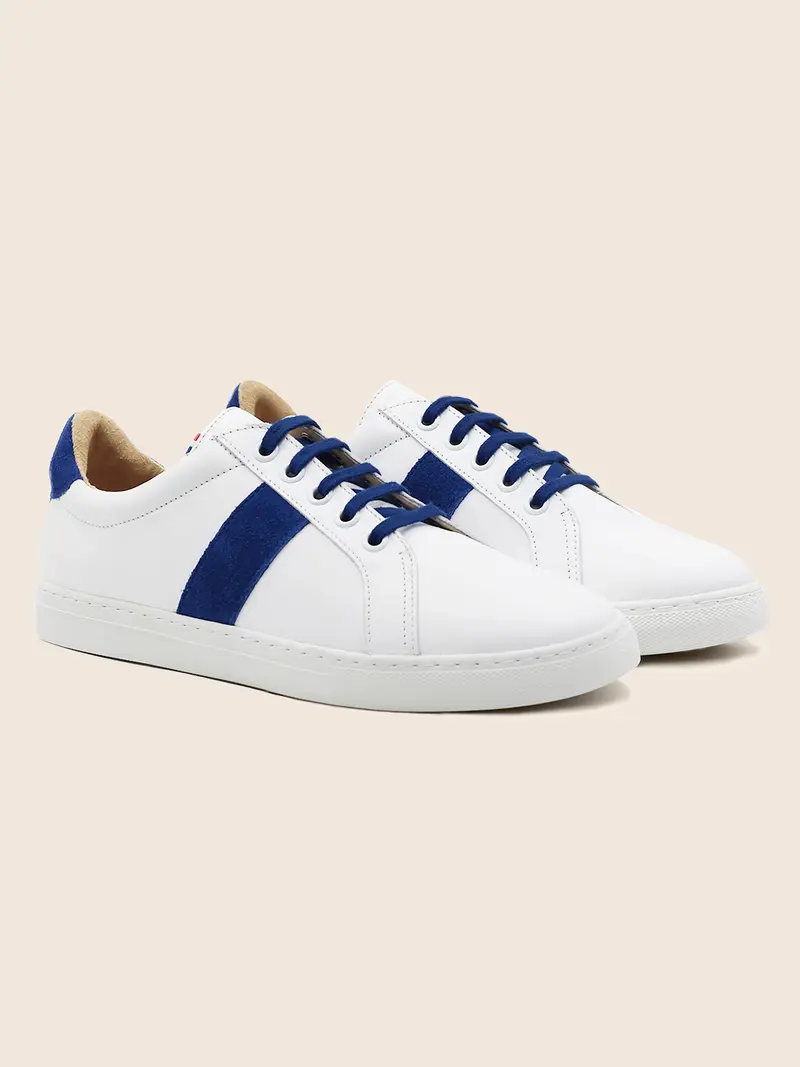 Baskets Made in France cuir bleu
