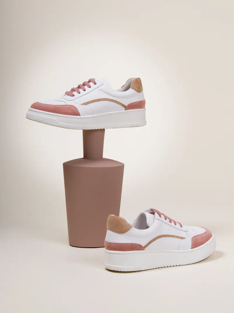 Baskets vintage cuir blanc beige