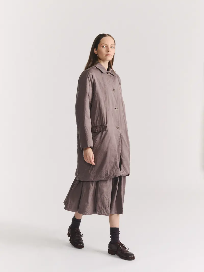 BB PLEAT SKIRT - TWILL COT SILK - CLAY