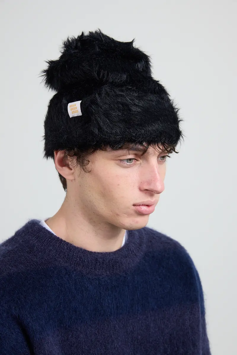Beanie Fake Fur Black
