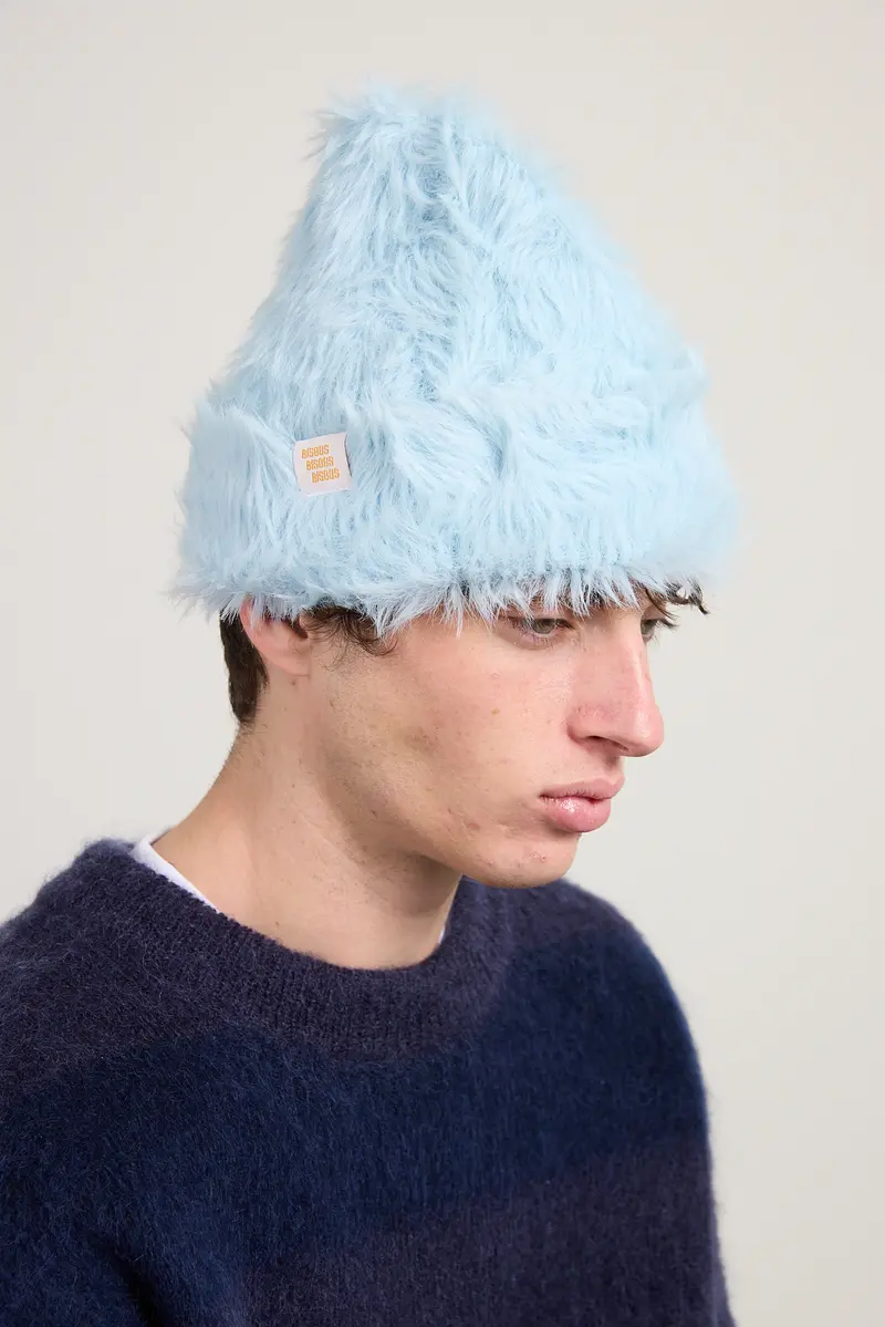 Beanie Fake Fur Light Blue