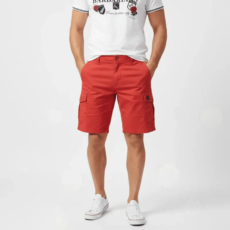 Bermuda coupe cargo rouge