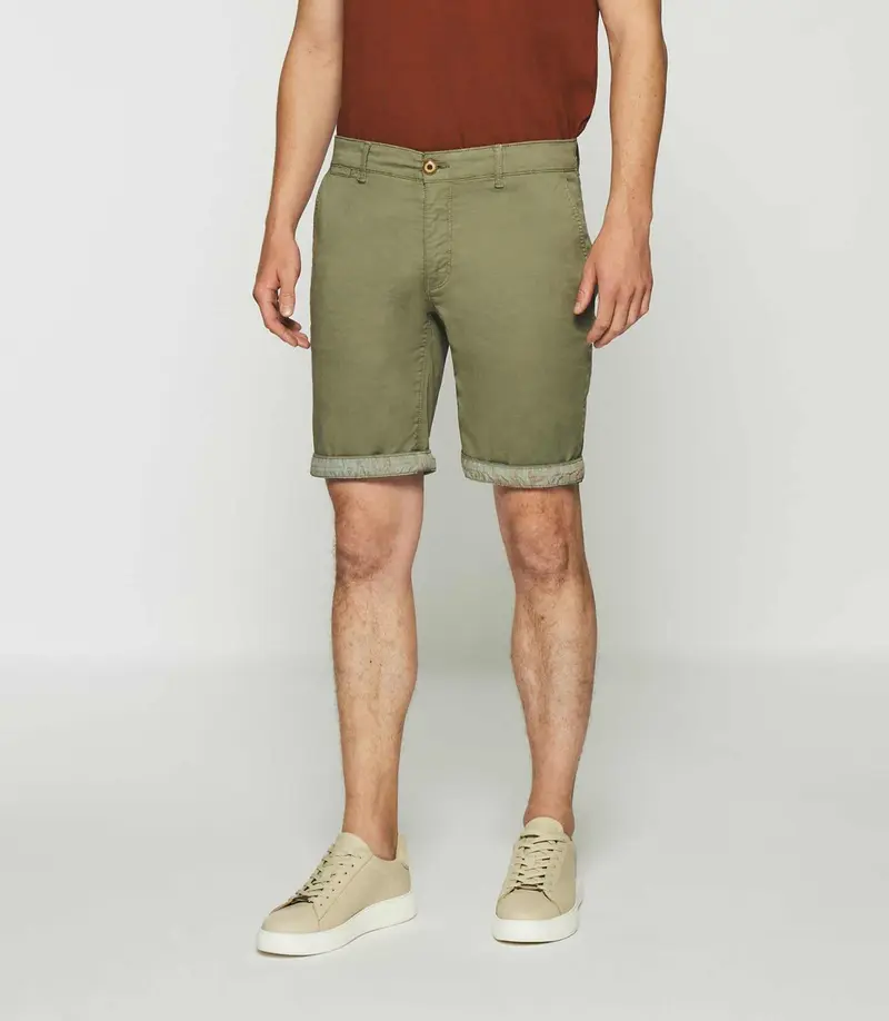 Bermuda en coton stretch kaki clair SLOWLY