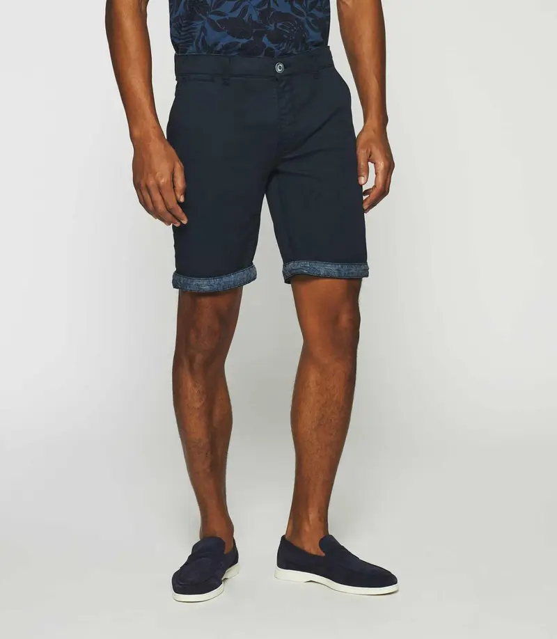 Bermuda en coton stretch marine SLOWLY