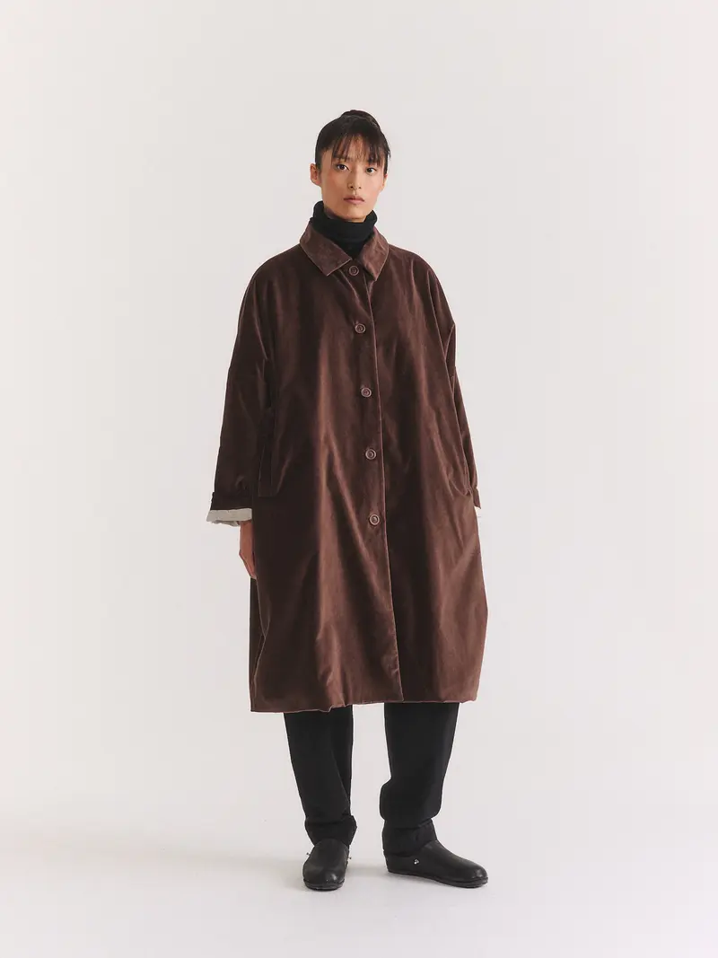 BIG BLOBBY COAT - VELVET - BROWN