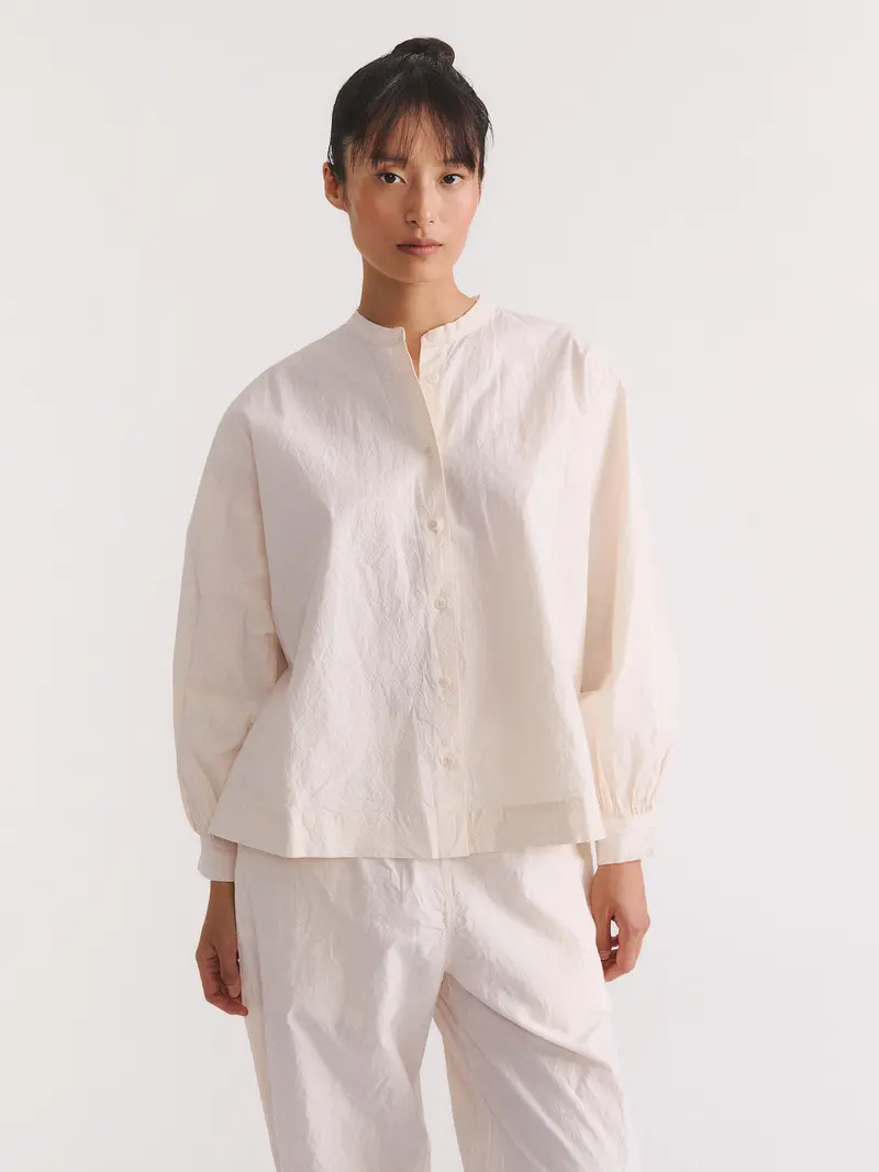 BIGGY GRANDAD SHIRT - H COT - NATURAL