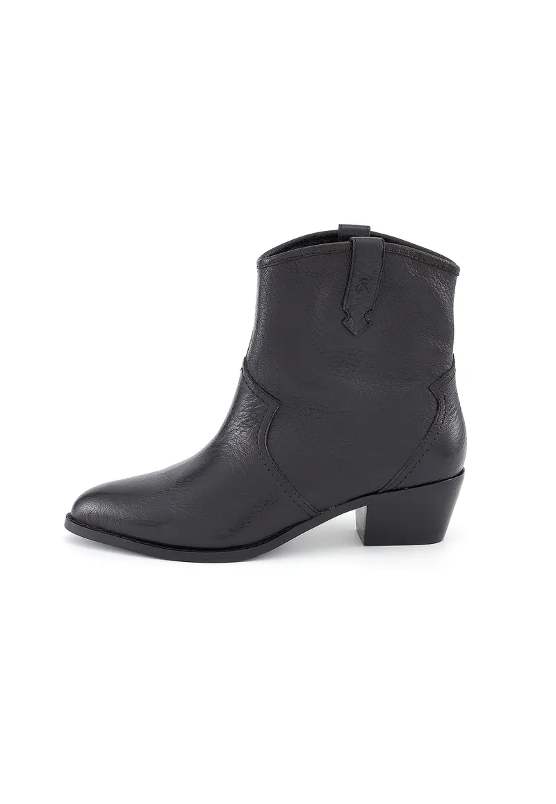 BILL - Bottines Santiags en Cuir Lisse Noir
