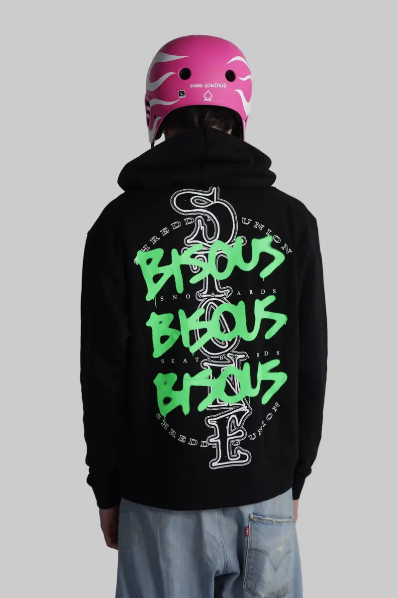 Bisous X Stone Snowboards Hoodie Zipper Black
