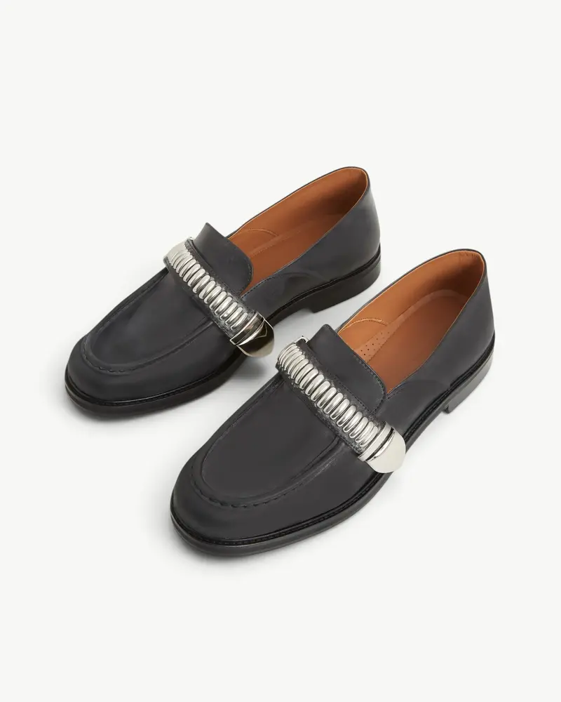 Black Studded Loafers