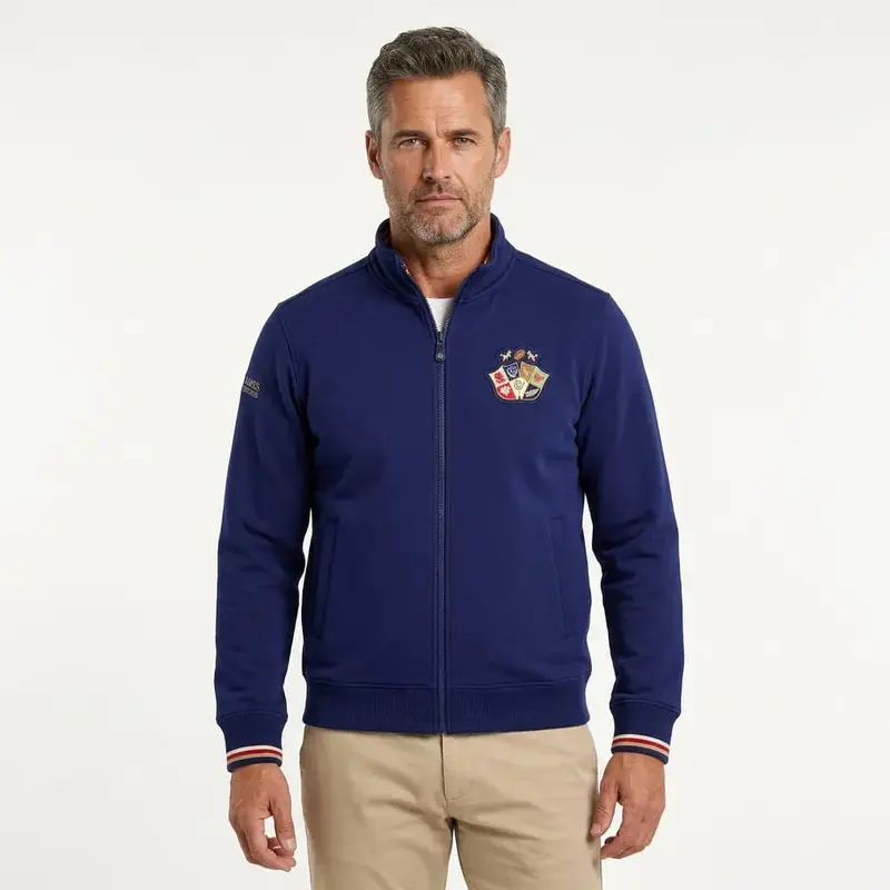 Blouson Barbarians néoprène bleu marine à zip
