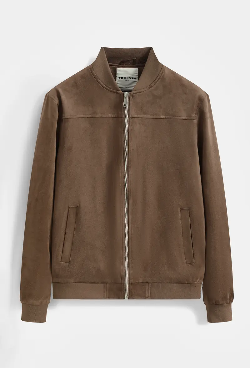 Blouson Bomber Homme Simili Daim