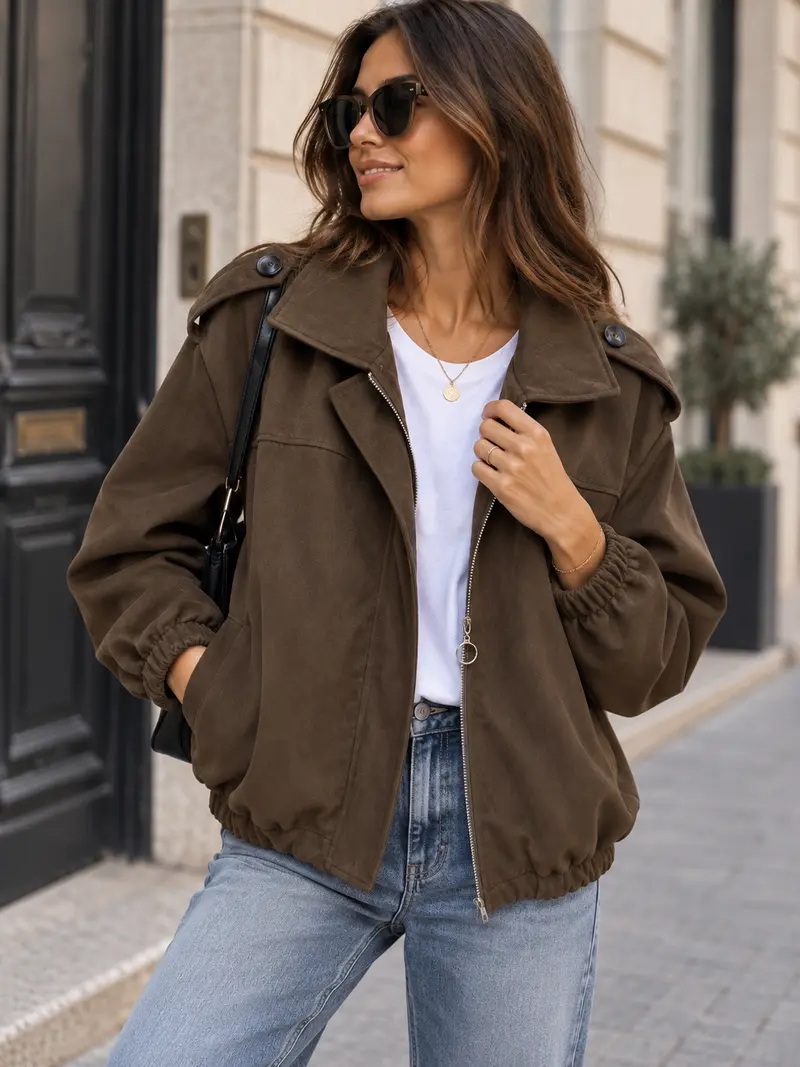 Blouson bombers suédine chocolat